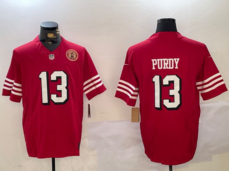 Men San Francisco 49ers 13 Purdy Red Three generations 2024 Nike Vapor Limited NFL Jersey style 7